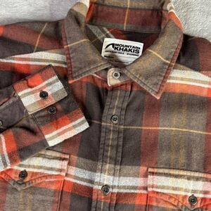 Mountain Khakis Teton Flannel Shirt Mens Medium Brown Orange Plaid Cotton Button